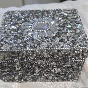 Silver Sequin Jewelry Box